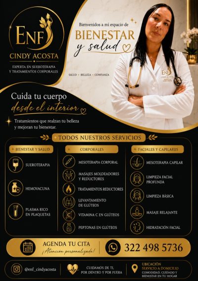 Enfermera, experta en sueroterapia, plasma ca