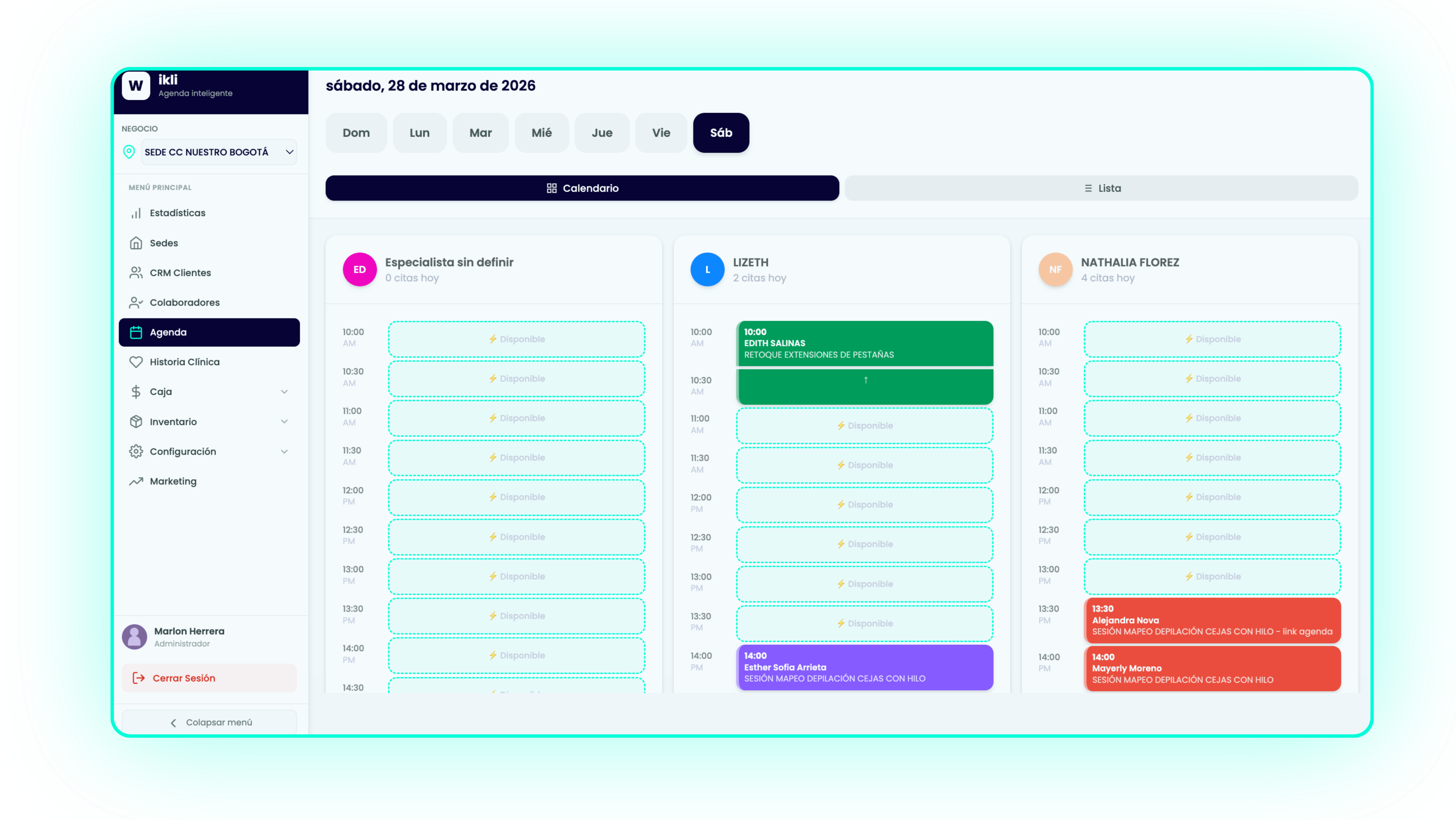 Interfaz de agenda Wikli