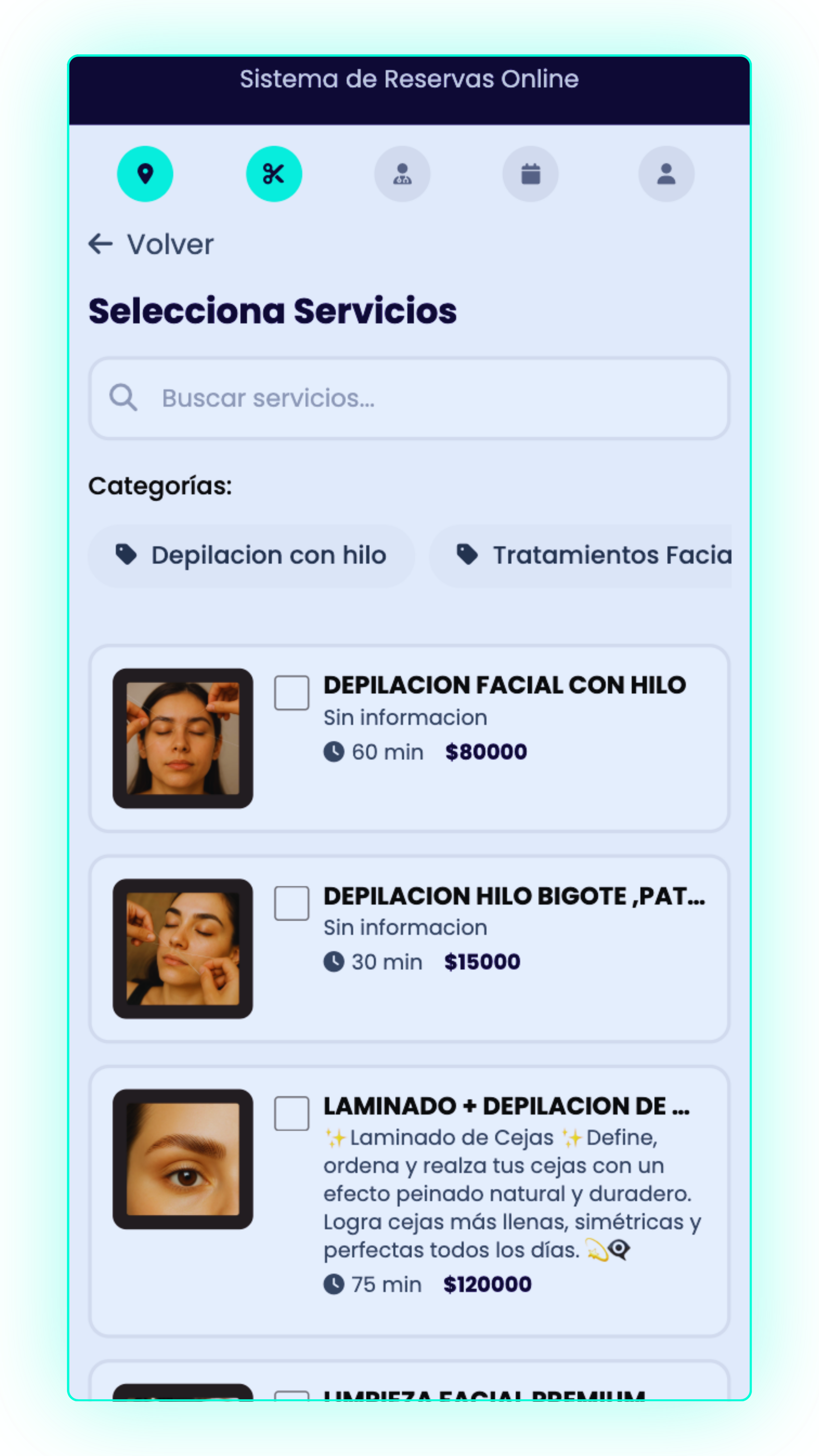 Paso 1 - Selecciona servicio