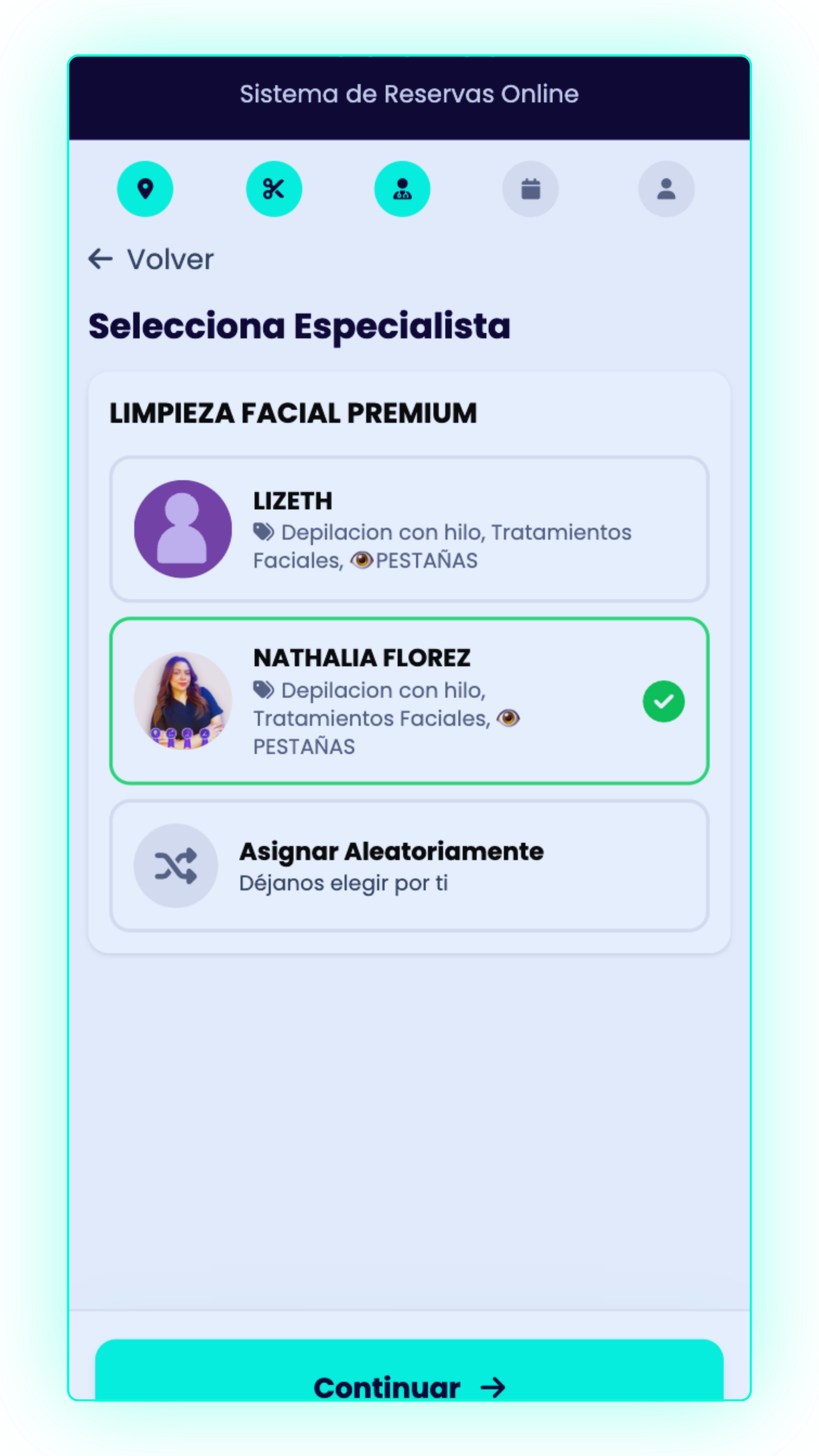 Paso 2 - Elige especialista